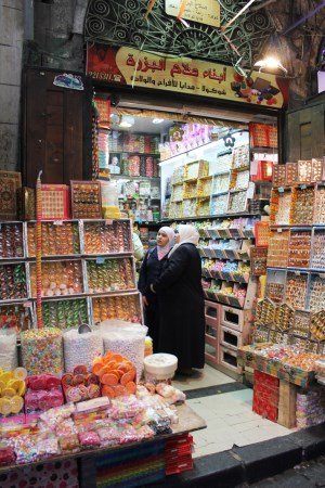 Market in Damascus, so many sweets!