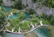 Plitvice lakes, bridge next to waterfall
