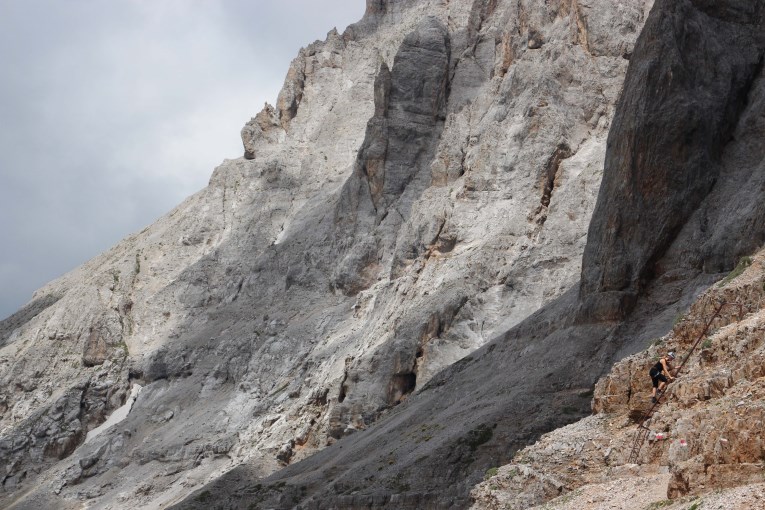 Ladders steep up the mountain