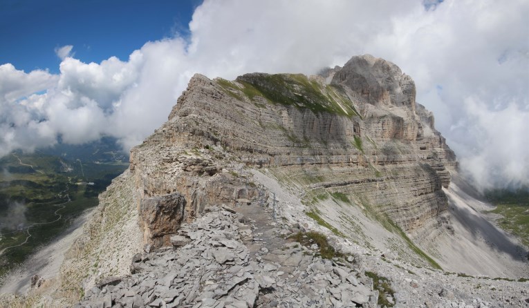 Panoramic view on the ridge of the mountain