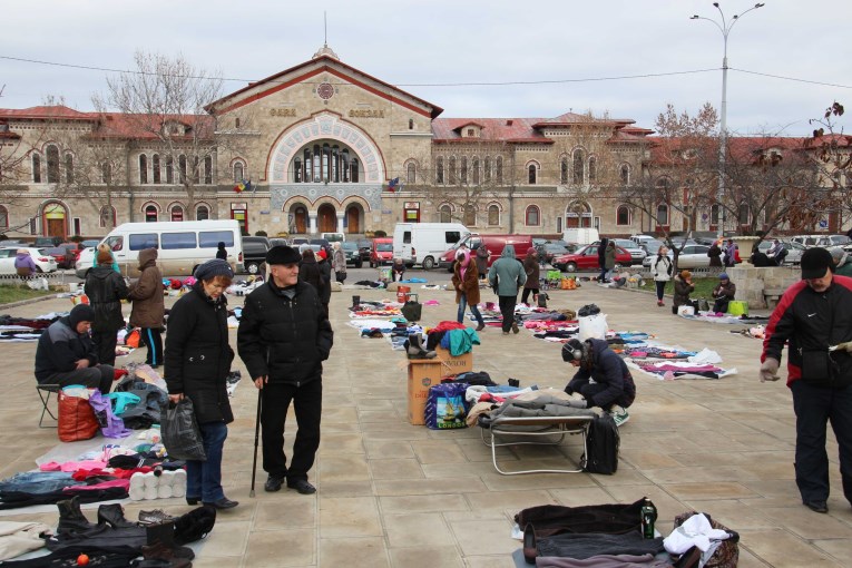 Flea market in front of the train station