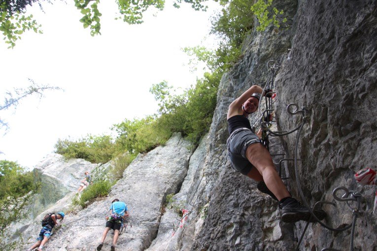 Start of the via ferrata lac du vouglans