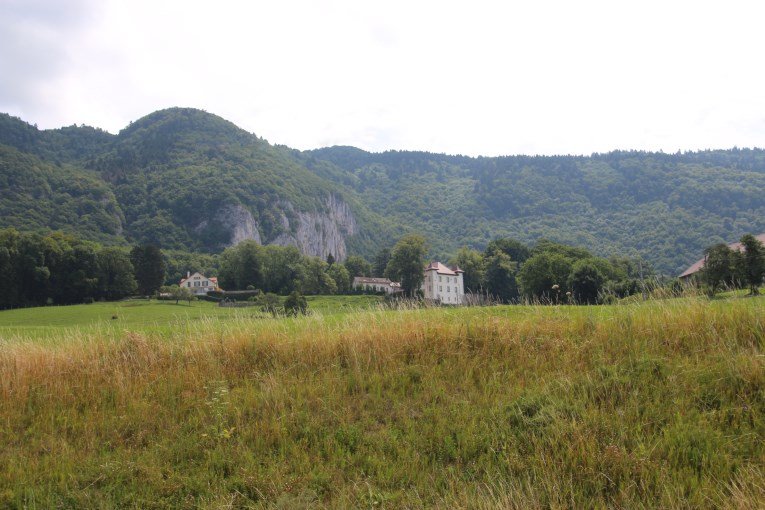 The white limestone wall is where the via ferrata route is.