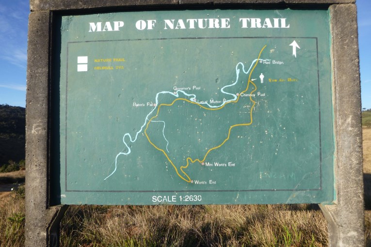 Map Horton Plains trail, Map to World's End