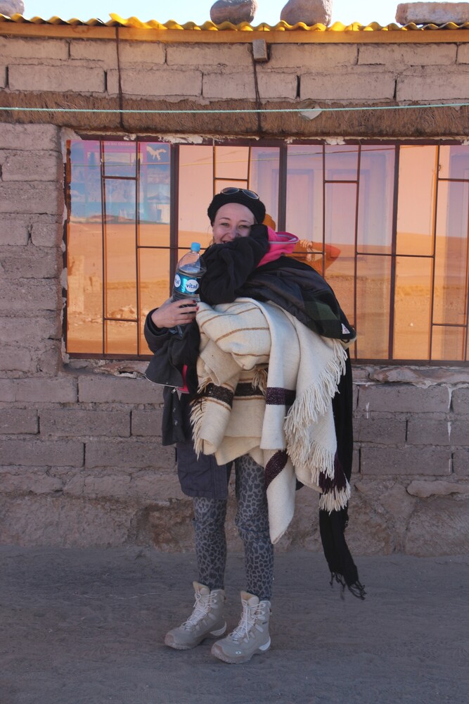 Carla with warm blankets